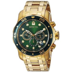 Reloj Invicta Pro Diver 0075 Cronómetro Acero Inoxidable Dorado Verde
