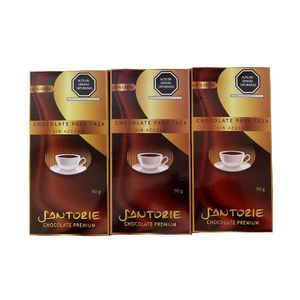 Pack Chocolate para Taza sin Azúcar Santorie Premium Tableta de 90 g Paquete 3 Unidades