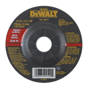 Disco Abrasivo Desbaste 4 Dewalt DW44540 1/2" x 1/4" 6 mm