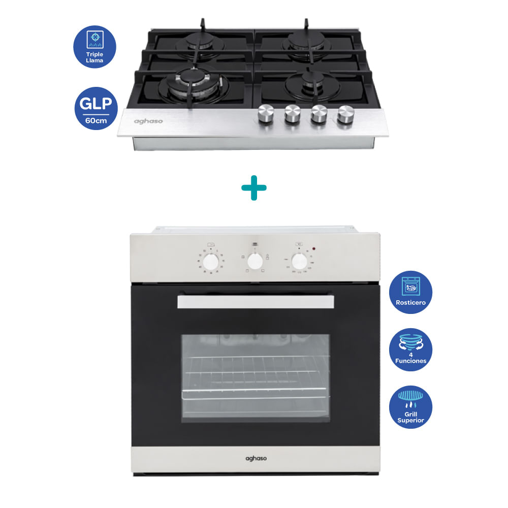 Combo Aghaso Encimera de 60cm + Horno Electrico