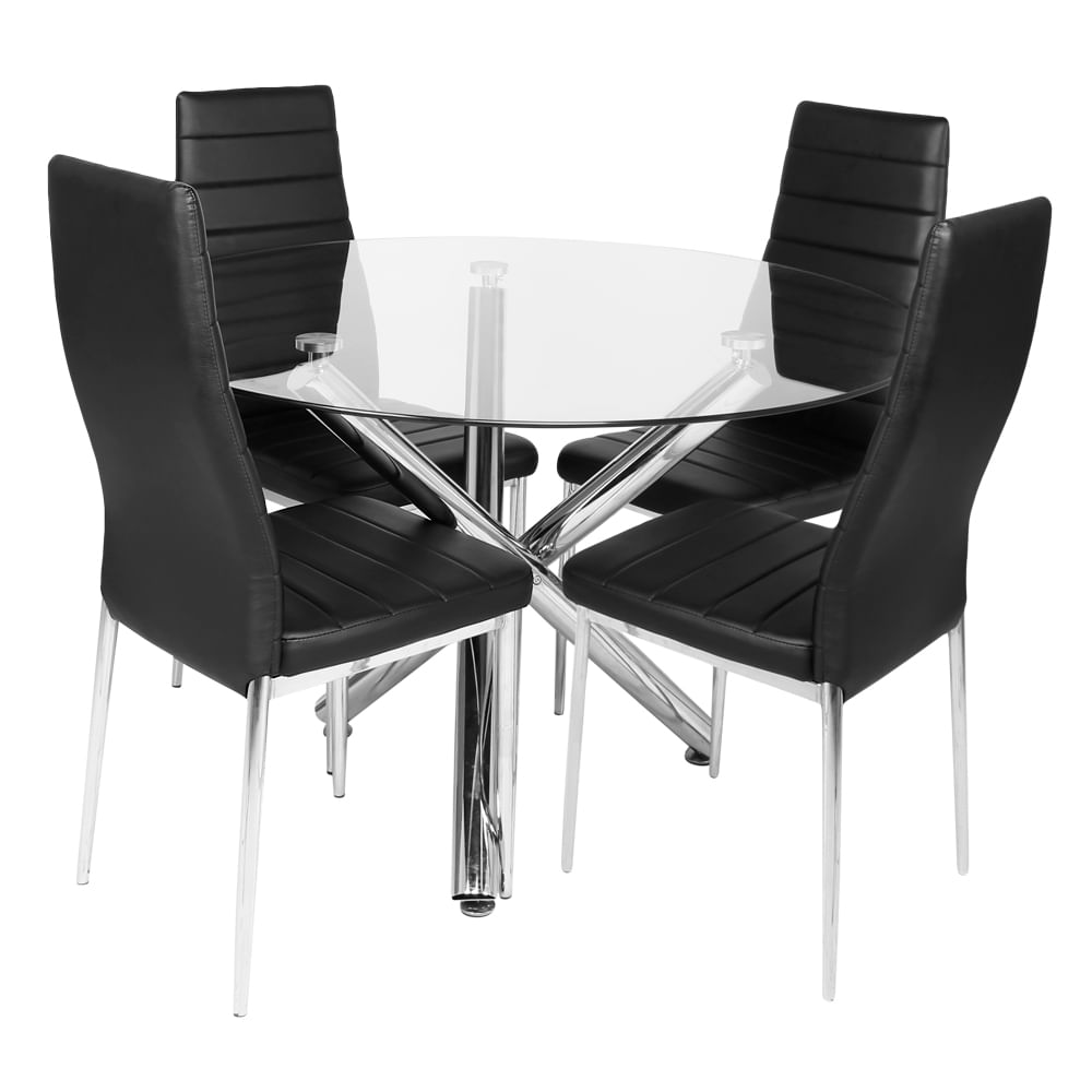 Honyee Sillas de comedor negras, juego de 4 sillas de comedor modernas,  sillas de comedor redondas de forro polar de peluche, sillas de comedor con