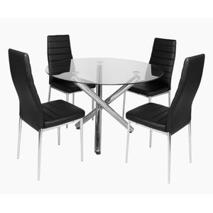 Juego de Comedor Ibiza 4 Sillas Negro