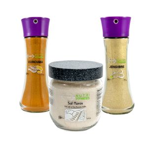 Tripack Dispensador Morado Sal Maras + Curcuma + Jengibre Nutri Fitness