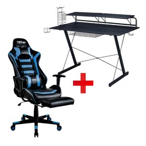 Silla Gamer Technisport 180° Sgaz + Escritorio Gamer de Fibra de Carbono Resistencia 60 Kg