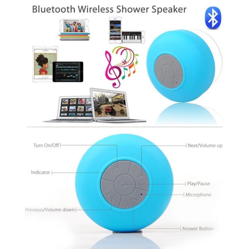 Parlante Bluetooth Ducha Ventosa Rgb Radio Fm Calidad - Color Variante  Celeste — Atrix