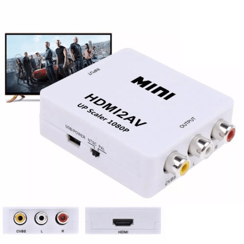 Convertidor Adaptador HDMI a AV RCA 1080p Full HD Video Blanco