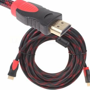 Cable HDMI a HDMI con Filtro 20 Metros Full HD 3D V1.4 1080P Enmallado Negro con Rojo