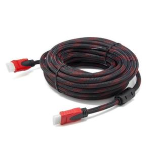 Cable HDMI a HDMI con Filtro 20 Metros Full HD 3D V1.4 1080P Enmallado Negro con Rojo