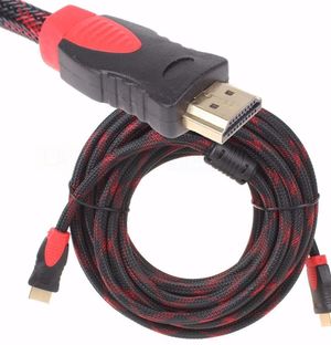 Cable HDMI con Filtro 15 Metros HD 3D V1.4 Enmallado Negro con Rojo
