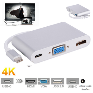 Adaptador Convertidor Tipo C a HDMI USB 3.0 VGA Audio Tipo C 5 en 1