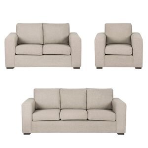 Juego de Sala Sevilla 3-2-1 Cuerpos Beige Claro Asientos Sueltos