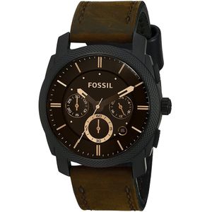 Reloj Fossil Machine FS4656 Cronómetro Correa de Cuero Marrón Negro