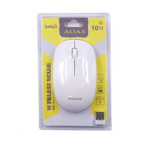 Mouse Óptico Inalámbrico USB Aoas 2.4 Ghz Wireless Delgado Blanco