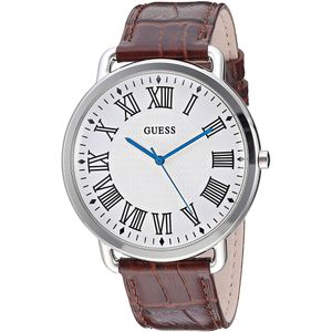 Reloj Guess Lincoln U1164G1 Acero Inoxidable Correa de Cuero Marrón Plateado