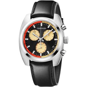 Reloj Calvin Klein Achieve K8W371C1 Suizo Fecha Cronometro Correa de Cuero Negro