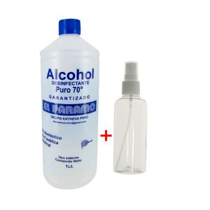 Alcohol Desinfectante 70° + 1 Envase Porta Alcohol Spray 75 ml