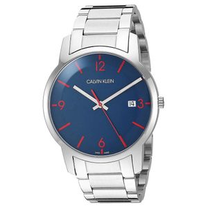 Reloj Calvin Klein City K2G2G147 Suizo Fecha Acero Inoxidable Plateado Azul