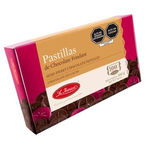 Chocolate LA IBÉRICA PASTILLAS FONDANDT Semi dulce sin leche Caja 300Gr