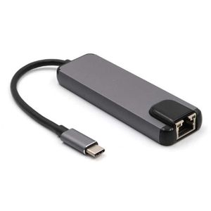 Adaptador Tipo C a HDMI 4K USB 3.0 LAN 5 en 1 Multiport