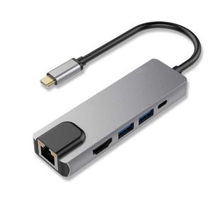 Adaptador Tipo C a HDMI 4K USB 3.0 LAN 5 en 1 Multiport