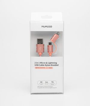 Cable USB Mumuso 2 en 1 Oro Rosa