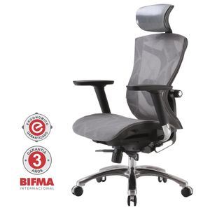 Silla Giratoria Ergonómica Decorplas New York Grey con Brazos Regulables 4D Color Gris
