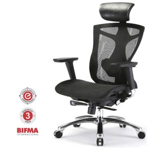 Silla Giratoria Ergonómica Decorplas New York Black con Brazos Regulables 4D Color Negro