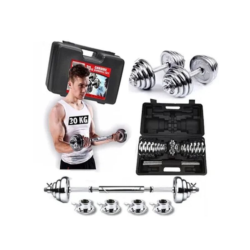 SPORTNOW Barra de Pesas 30 kg con Mancuernas Set de Musculación