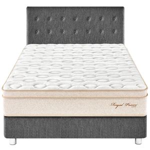 Dormitorio PARAISO Royal Prince Acero Queen  + 2 Almohadas Viscoelásticas + Protector