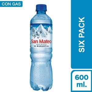 Agua Mineral SAN MATEO Con Gas Botella 600ml Paquete 6un
