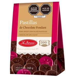 Chocolate LA IBÉRICA PASTILLAS FONDANDT Semi dulce sin leche Caja 150Gr