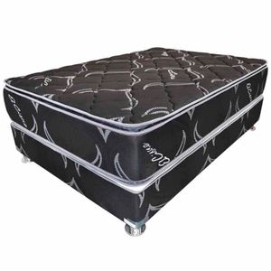 Conjunto Box Tarima EL CISNE Black Resorte King + 3 Almohadas + Protector
