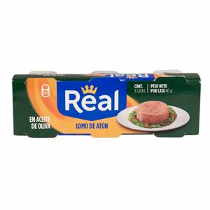 Lomo de Atún REAL en Aceite de Oliva Lata 80g Paquete 3un