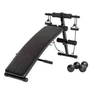 Banca Para Abdominales Pro Curva + 2 Ligas + 2 Pesas