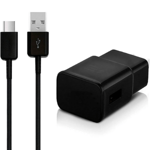 Cargador + Cable Tipo C Samsung A20, A30, A50 Carga Rápida Negro