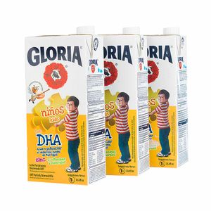 Leche UHT GLORIA Niños Pack 3un x 1L