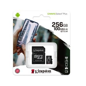 Memoria MicroSD Kingston Canvas Select 256GB 100 Mbs con Adaptador