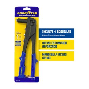 Remachadora Manual Goodyear Aluminio 10" + 4 Boquillas