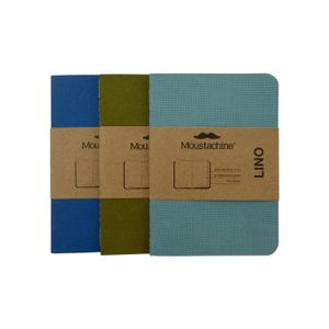Libreta Pasaporte Moustachine Tripack Slim Lino Verde y Azul