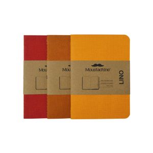 Libreta Pasaporte Moustachine Tripack Slim Lino Amarillo y Rojos