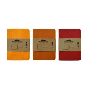 Libreta Pasaporte Moustachine Tripack Slim Lino Amarillo y Rojos