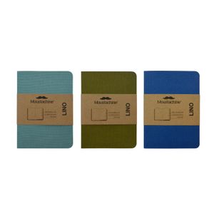 Libreta Pasaporte Moustachine Tripack Slim Lino Verde y Azul