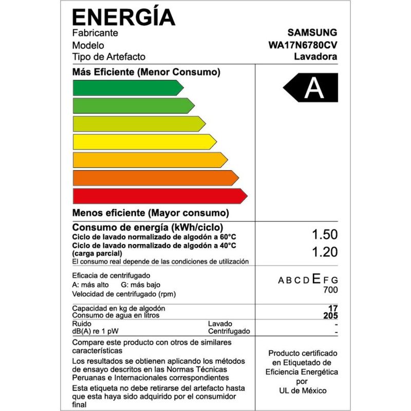 Samsung - Lavadora 17 Kg WA17N6780CV - Negro