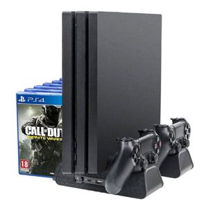 Base PS4 Slim / Pro 4 en 1 Stand, Cargador Mandos, Cooler, Portajuegos