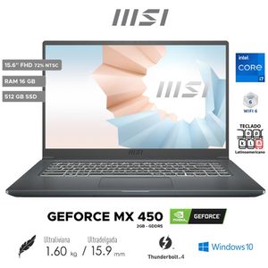 Notebook MSI MODERN 15 A11SB 15.6'' Intel Core i7 16GB 512GB SSD