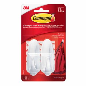 Gancho COMMAND Mediano Blister 2un Blanco