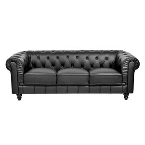 Juego de Sala Trani 1-2-3 Negro Asientos Sueltos + 6 Cojines Decorativos