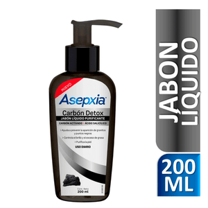 Jabón Líquido Asepxia Carbón Detox - Frasco 200 ML