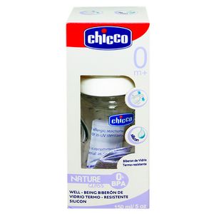 Biberón de Vidrio con Tetina de Silicona Chicco - Frasco 150 ML