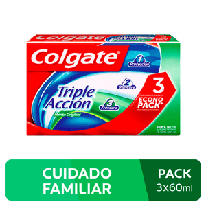 Crema Dental Colgate Triple Acción Menta Original - Pack 3 UN